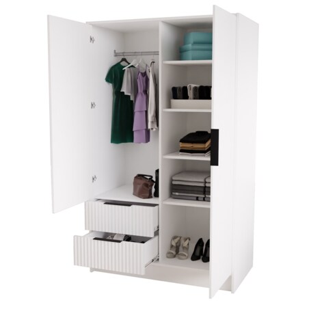 Szafa NOEMI ryflowana z lustrem 102 cm - biała mat