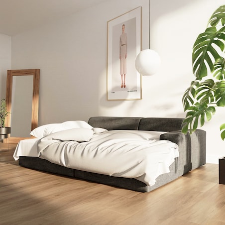 Villet Sofa narożna prawa z funkcją spania i pojemnikiem antracytowa