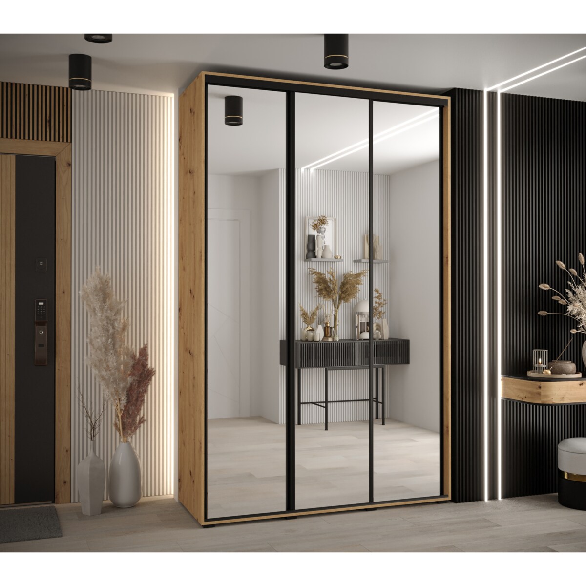 Szafa przesuwna Garderoba DAVOS 2 150 artisan/artisan/czarny