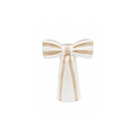 Wazon ceramiczny 25x21,5x9,4 cm KOKARDA w biało-beżowe pasy
