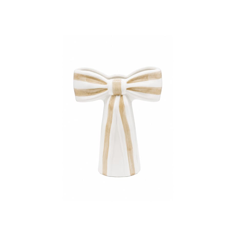 Wazon ceramiczny 25x21,5x9,4 cm KOKARDA w biało-beżowe pasy