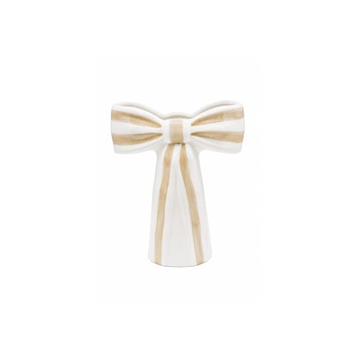 Wazon ceramiczny 25x21,5x9,4 cm KOKARDA w biało-beżowe pasy
