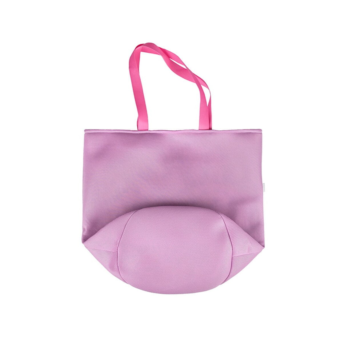Torba na zakupy z okrągłym spodem, 58x48 różowa ze środkiem fioletowy wzór