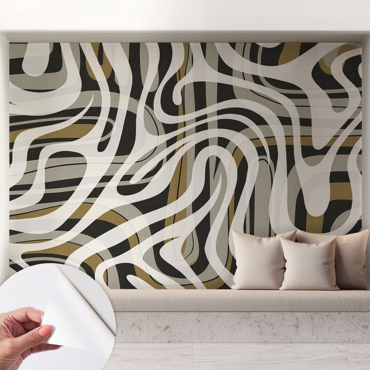 Fototapeta samoprzylepna 208x146 cm - Abstrakcyjne linie, tapeta ścienna biała