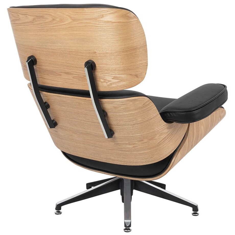 Obrotowy fotel Lounge KH1501100143 czarny z podnóżkiem sklejka jesion, King Home