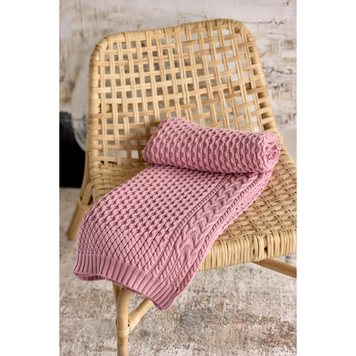 Pled warkocz różowy, 130 x 160 cm, La Manta