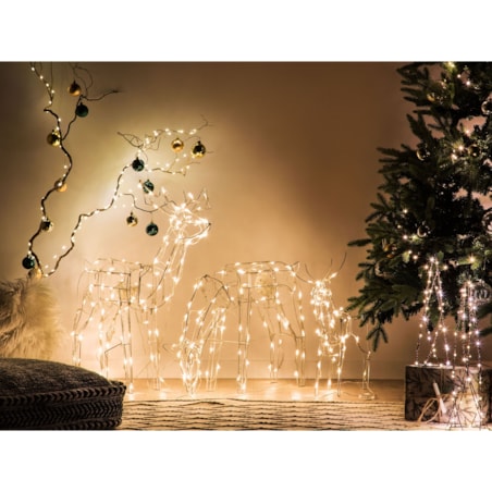 Dekoracja ogrodowa LED MIKKELI Ruchomy renifer 76/47/52 cm Biały