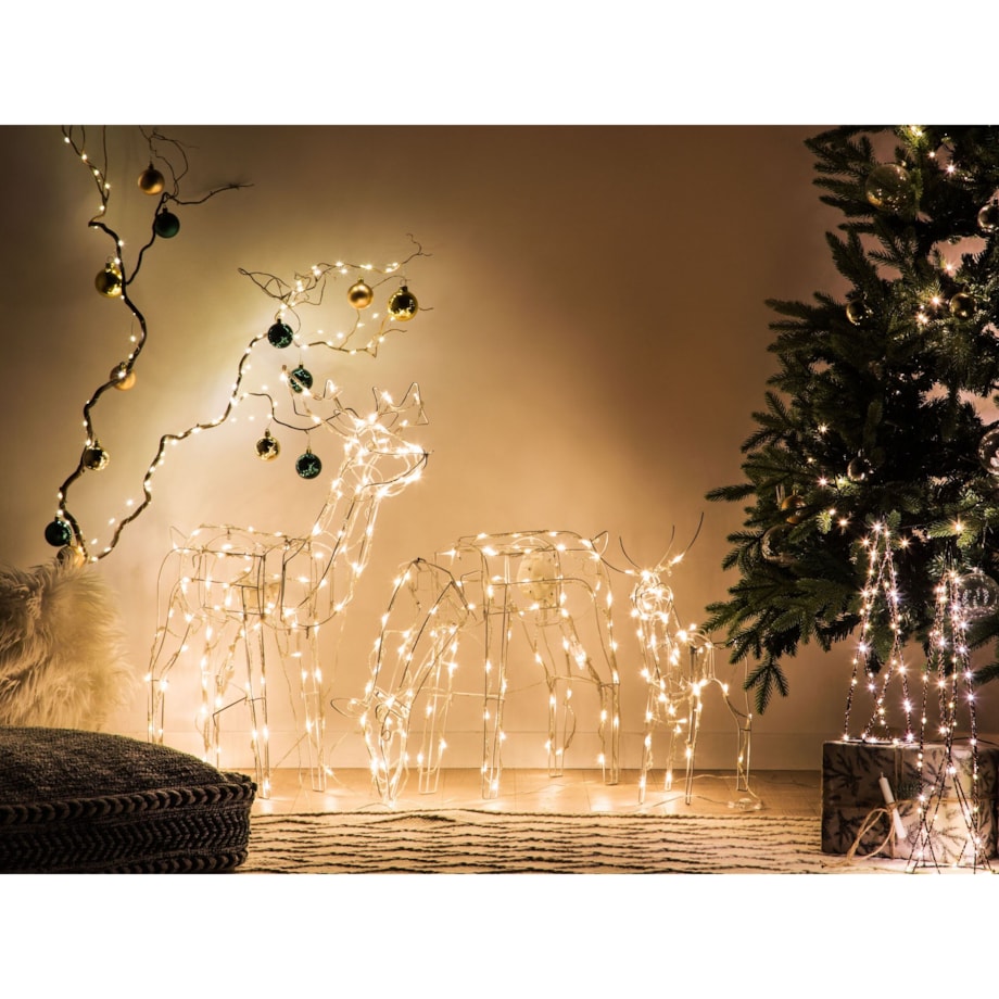 Dekoracja ogrodowa LED MIKKELI Ruchomy renifer 76/47/52 cm Biały