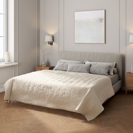 Narzuta pikowana w pasy 130x210 naturalny len