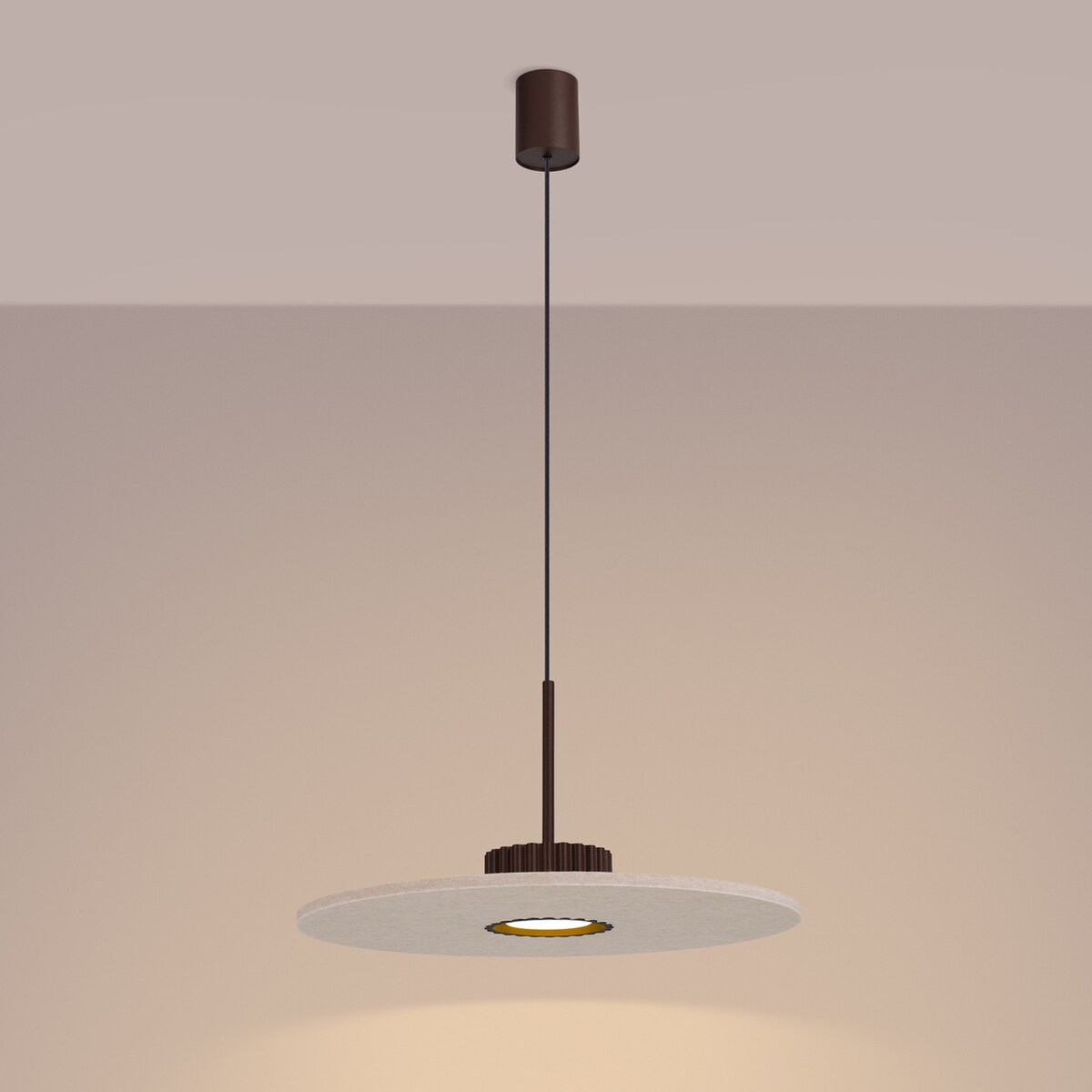 Lampa wisząca OVO 1 brązowa/beżowa filc Gx53