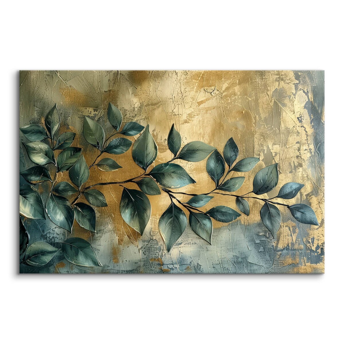 Obraz Canvas Do Salonu Liście Gałązki Elementy Złota Styl Glamour 70x50cm