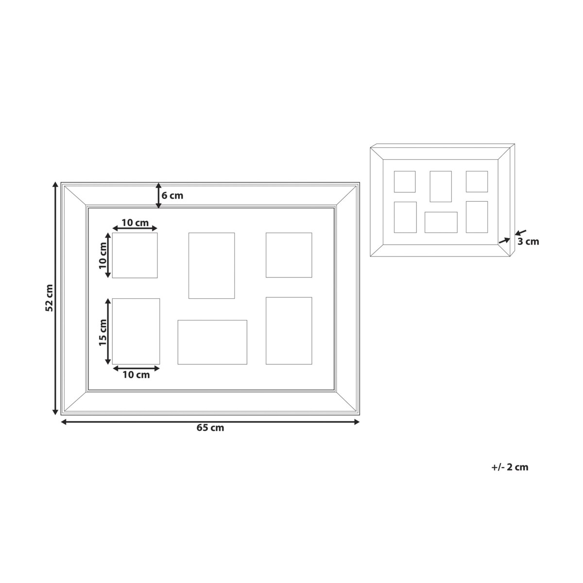 Multiramka na 6 zdjęć lustrzana miedziana DABOLA