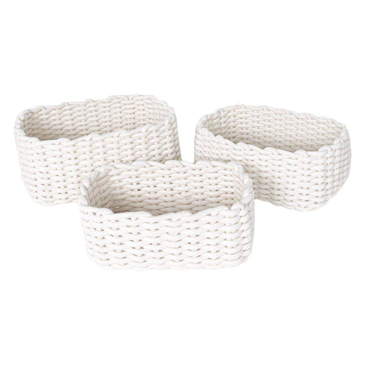 Koszyki do przechowywania z bawełny Kargo, skandynawski splot, 3 sztuki
