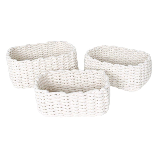 Koszyki do przechowywania z bawełny Kargo, skandynawski splot, 3 sztuki