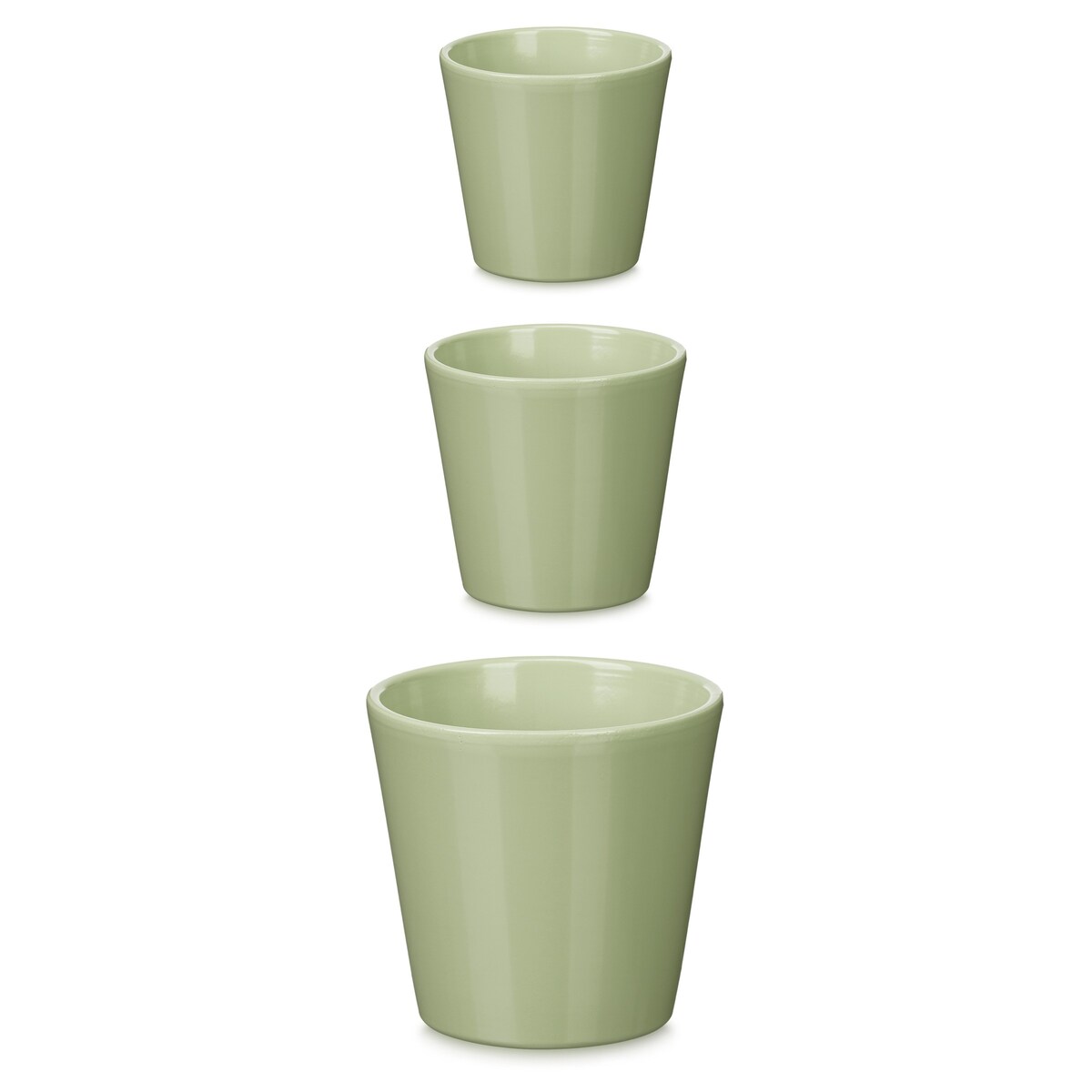 Zestaw 3 doniczek ceramicznych Ø14, 17, 22 cm VASOS stożkowe miętowe