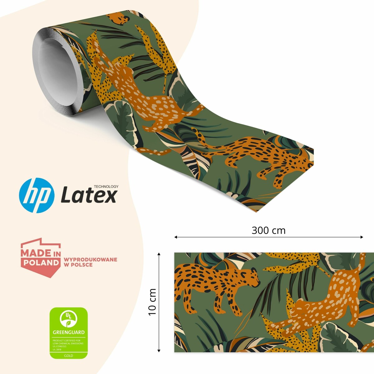 Samoprzylepny Pasek Dekoracyjny Abstrakcja DŻUNGLA Lamparty Liście Natura