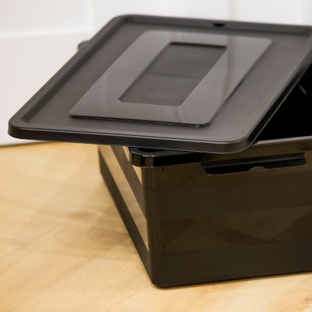 Pojemnik Plastikowy Pudełko Plastikowe Z Pokrywką Na Kółkach Box Czarny 40L