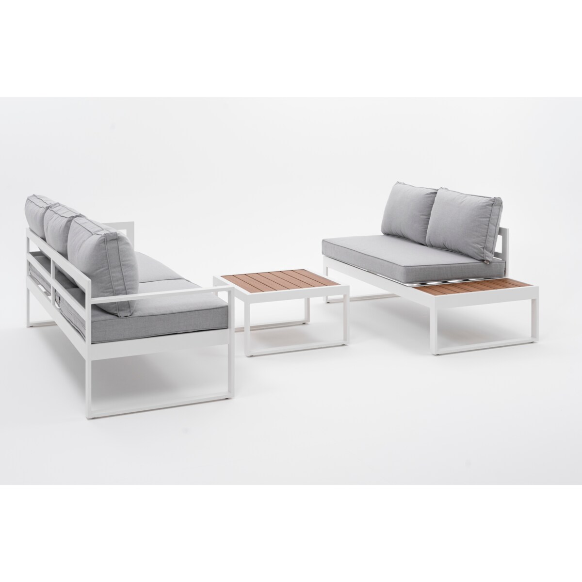 MEBLE OGRODOWE ALUMINIOWE NAROŻNIK NICEA BIAŁO SZARA PRAWA