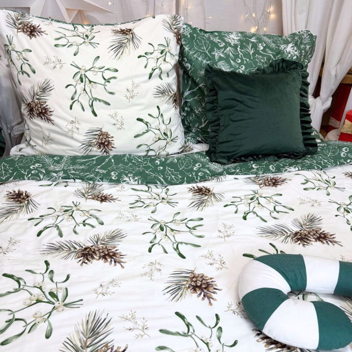 Dwustronna pościel bawełniana Zimowy Las 160x200 cm