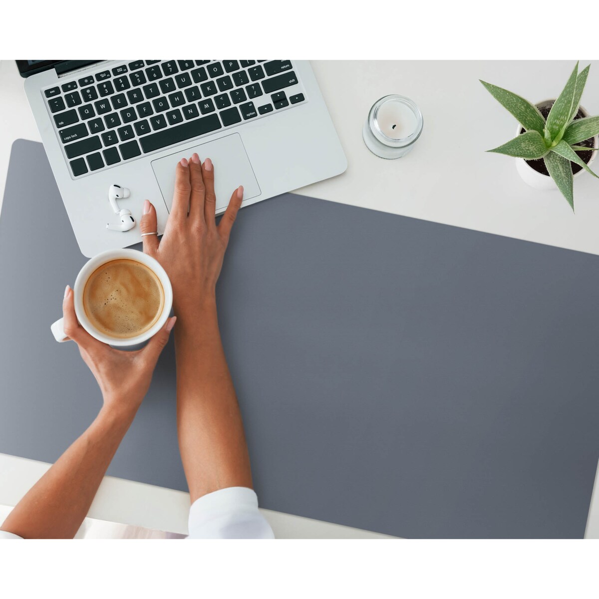 Szara mata na biurko Kolor Ciemnoniebieski, 100x50 cm