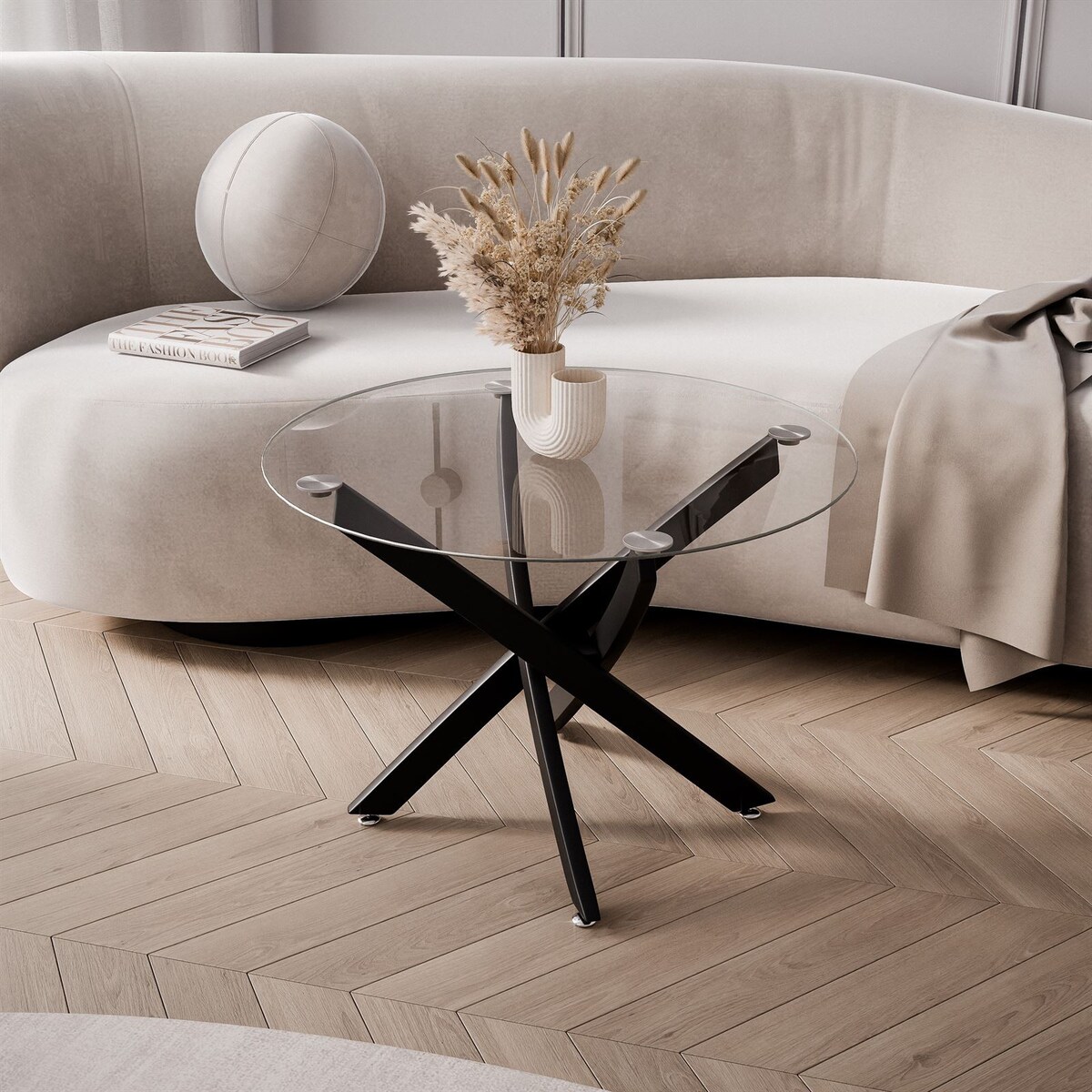 Stolik kawowy BEIRA ze szklanym blatem czarny