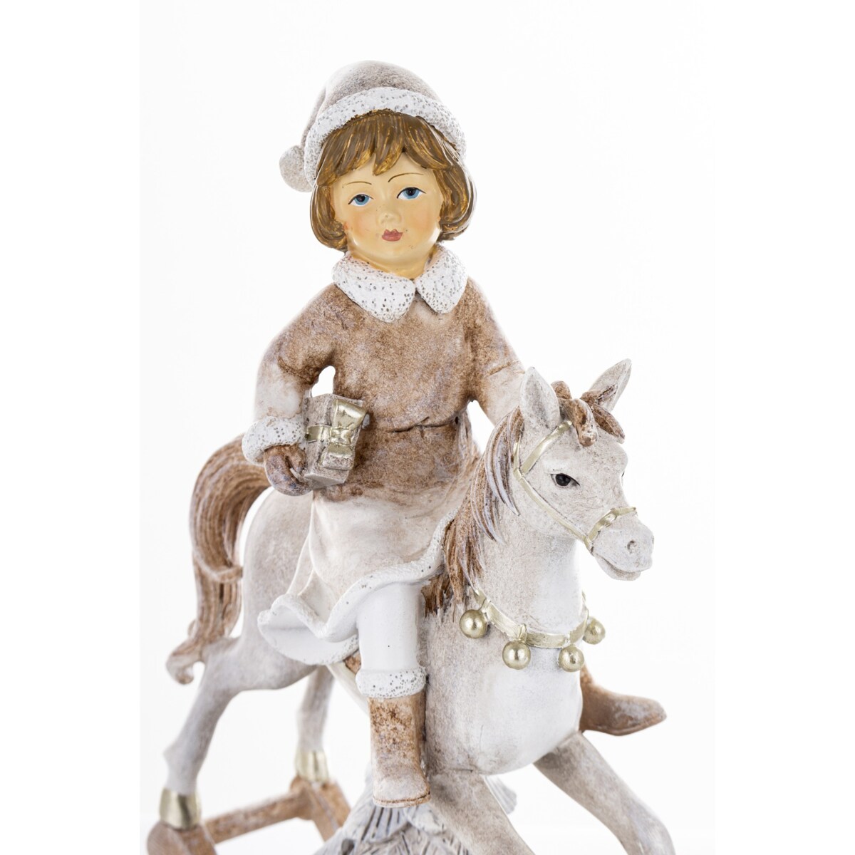 Dekoracja - figurka dziewczynki na koniu na biegunach i 26x18x7 cm LED