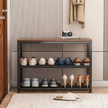 Szafka na buty siedziskiem duża półka industrialna loft drewno retro 62 cm