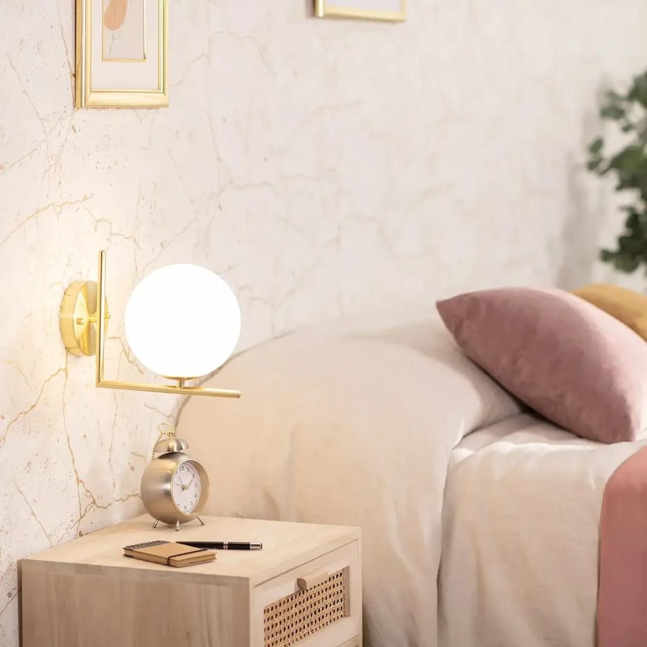 Ścienna lampa kula Milano ABR-KRR-E14 Abruzzo szkło metal złoty biały