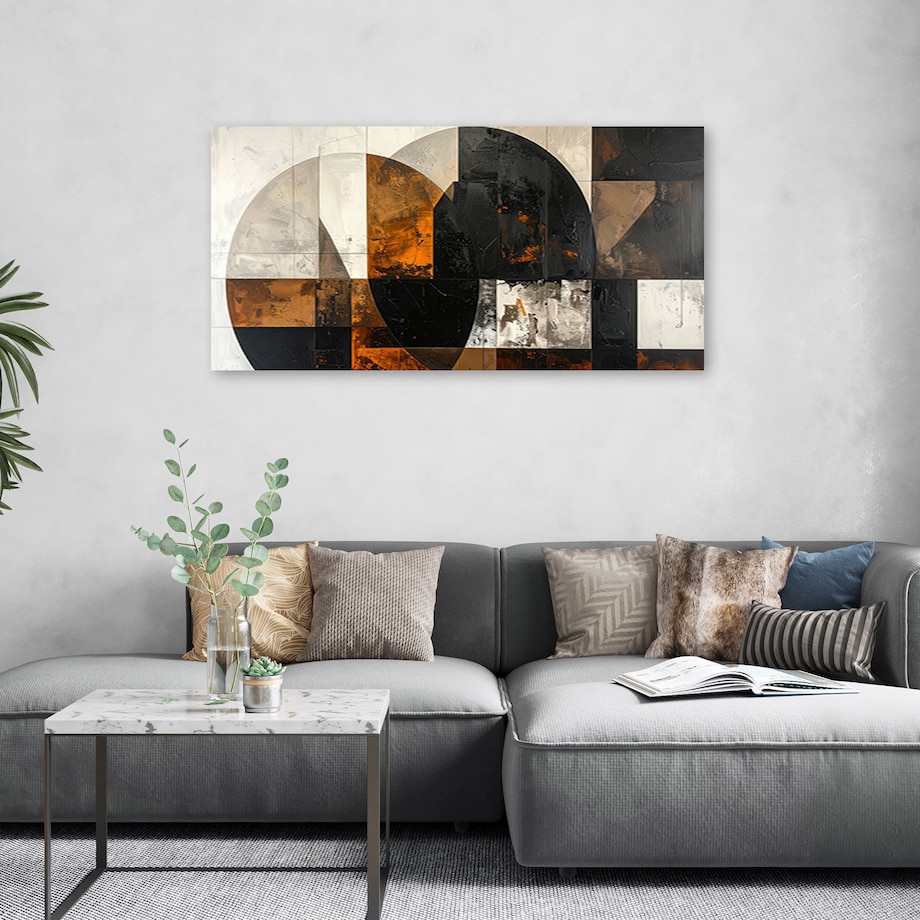 Obraz do salonu sypialni biura kuchni, Abstrakcja koła kształty brązowy szary