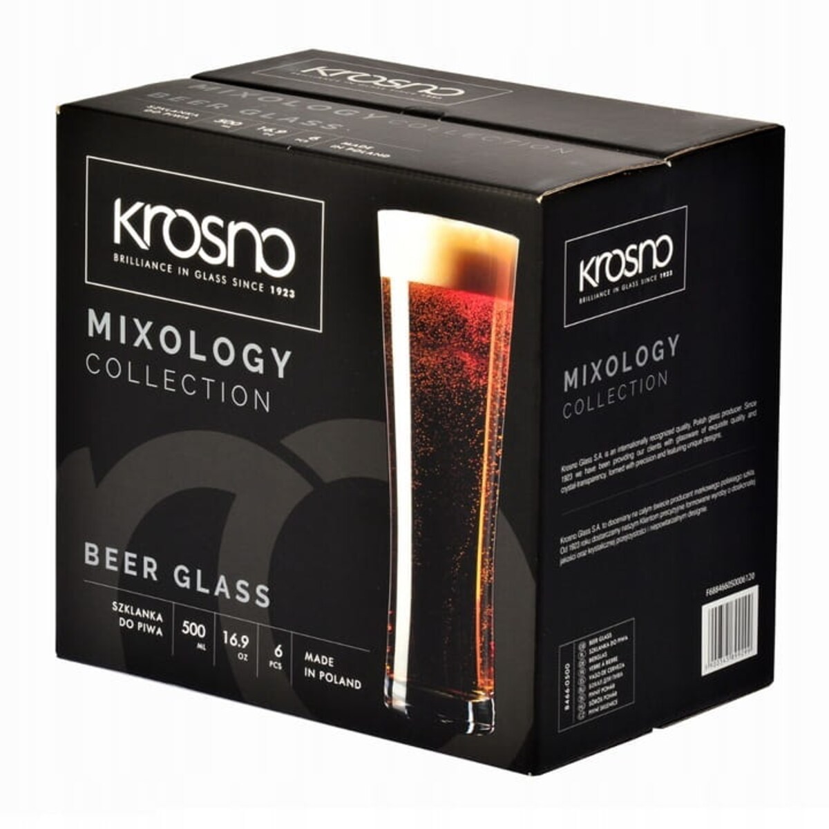 Wysoki Szklanki do Piwa Wody mixology Krosno 6 x 500 Klepsydra Zwężana Zestaw