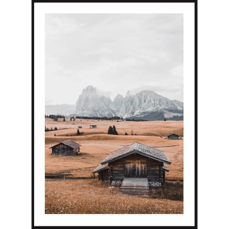 Poster Story, Plakat, Obraz - Drewniana Chata w Dolomitach No1, wymiary 30 x 42 cm