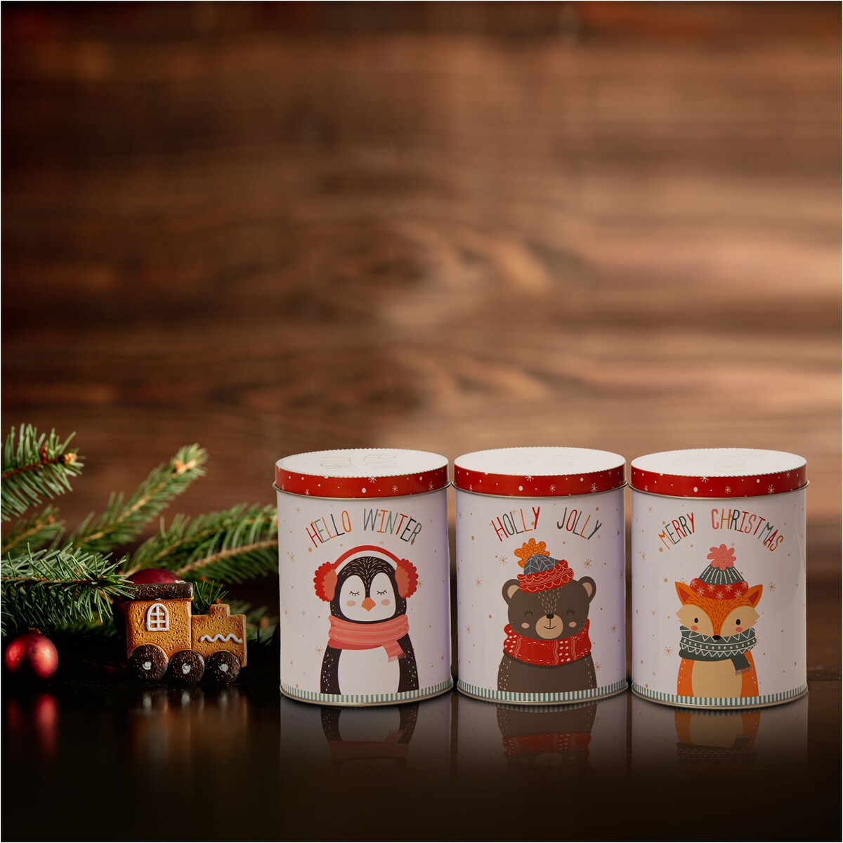 Puszka Na Pierniki Ciastka Pojemnik Zamykany 14 Cm Zestaw Metalowa Z Wieczkiem