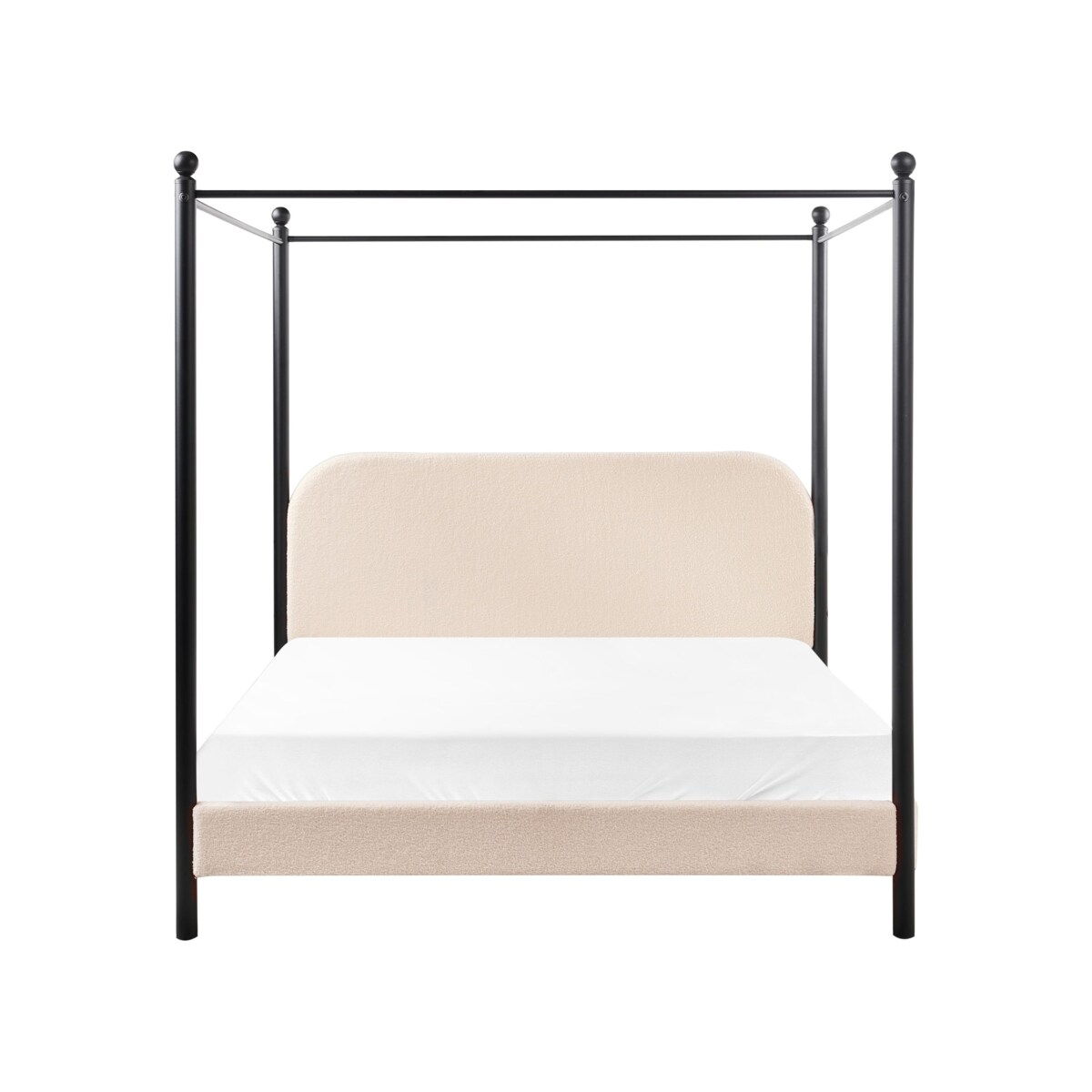 Łóżko z baldachimem Boucle DANNEMOIS 160 x 200 cm Beżowy