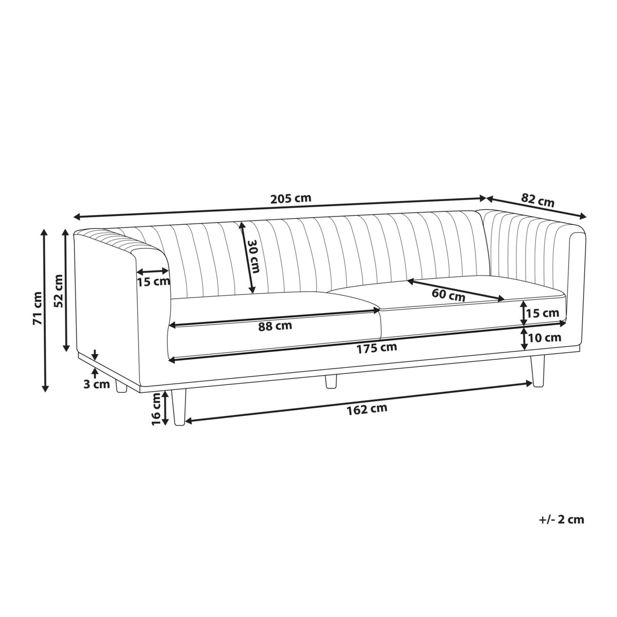 Sofa 3-osobowa beżowa SKAULE
