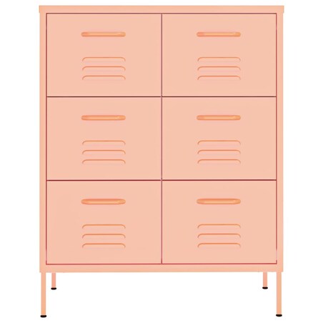 vidaXL Szafka z szufladami, różowa, 80x35x101,5 cm, stalowa
