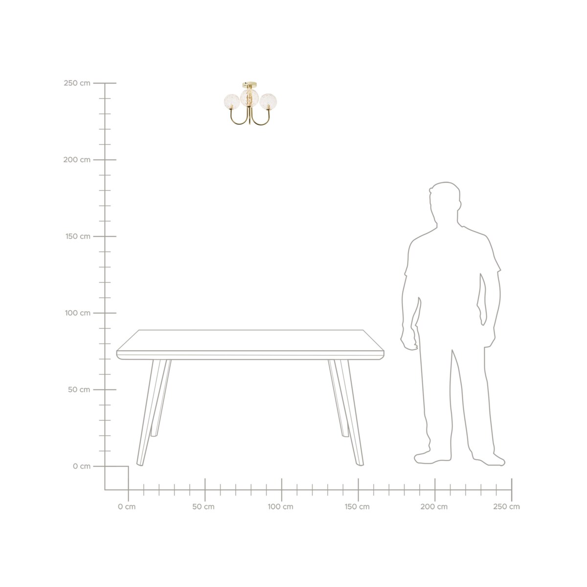 Lampa 3-punktowa szklana beżowa ANADYR