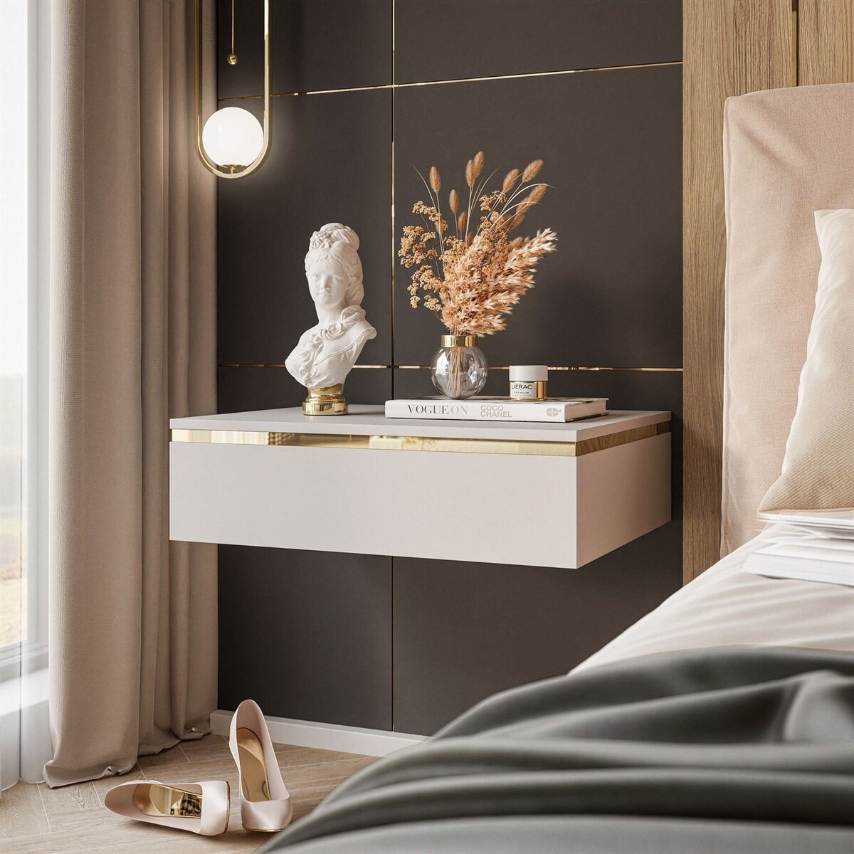 Stolik nocny AURORA wiszący kaszmir