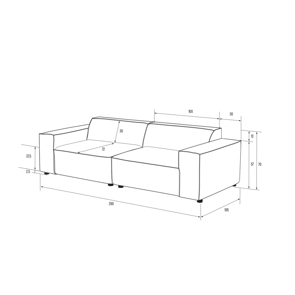 Sofa 4 osobowa Modularis - Jasny Beż