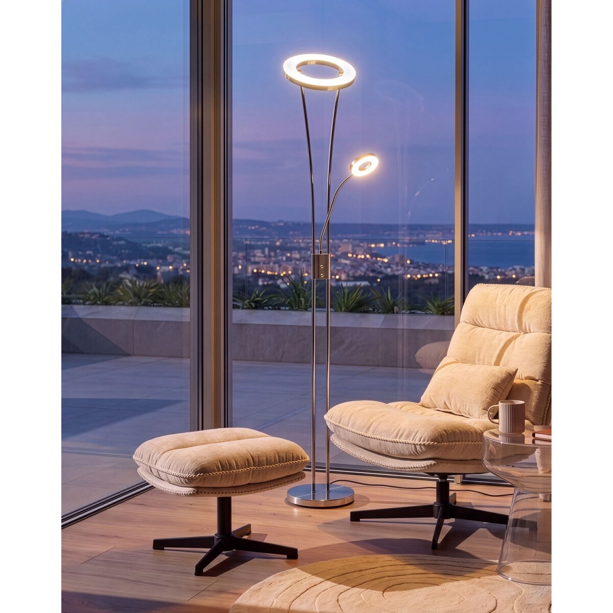 Lampa podłogowa LED KENNET  Ze ściemniaczem Metal Srebrny