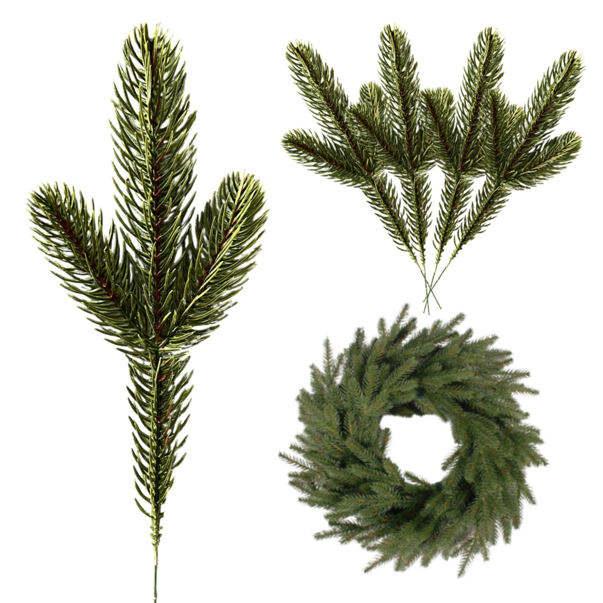 5x Gałązki świerkowe DUŻE piki sztuczne 5 sztuk zielone zestaw do stroika wianek