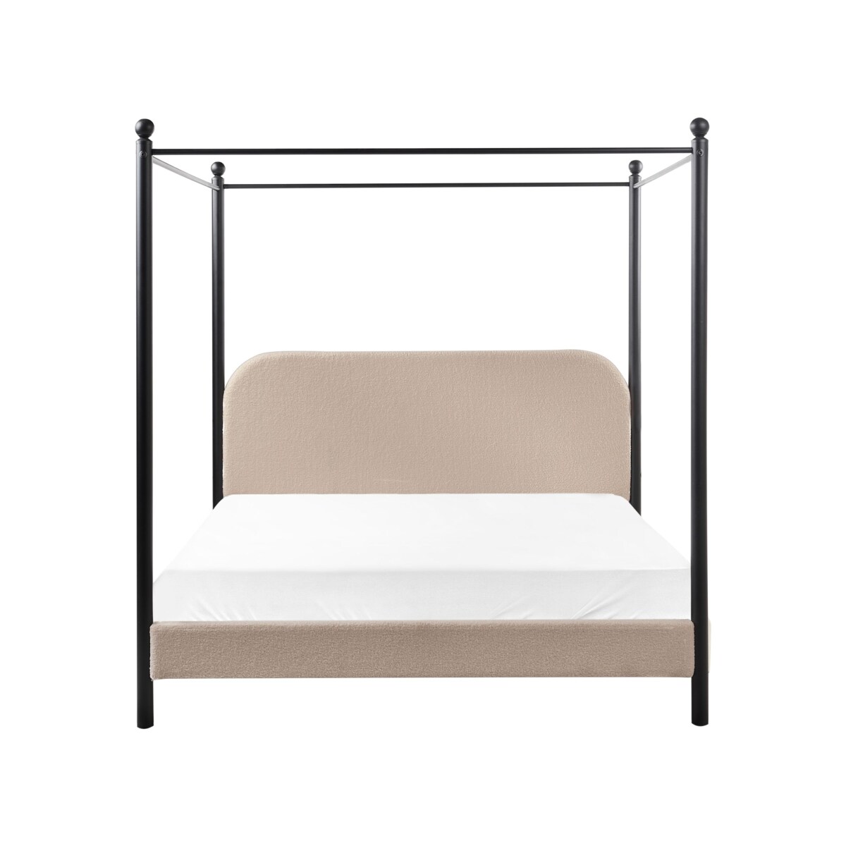 Łóżko z baldachimem Boucle DANNEMOIS 160 x 200 cm Beżowoszary