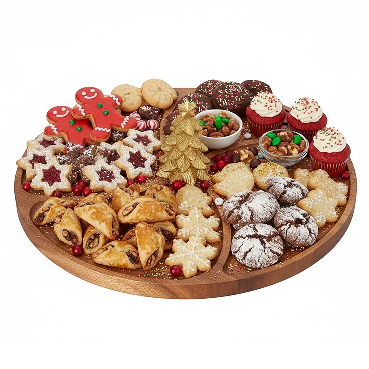 Deska Do Serwowania Świąteczna Boże Narodzenie Zdobiona Okrągła Akacjowa