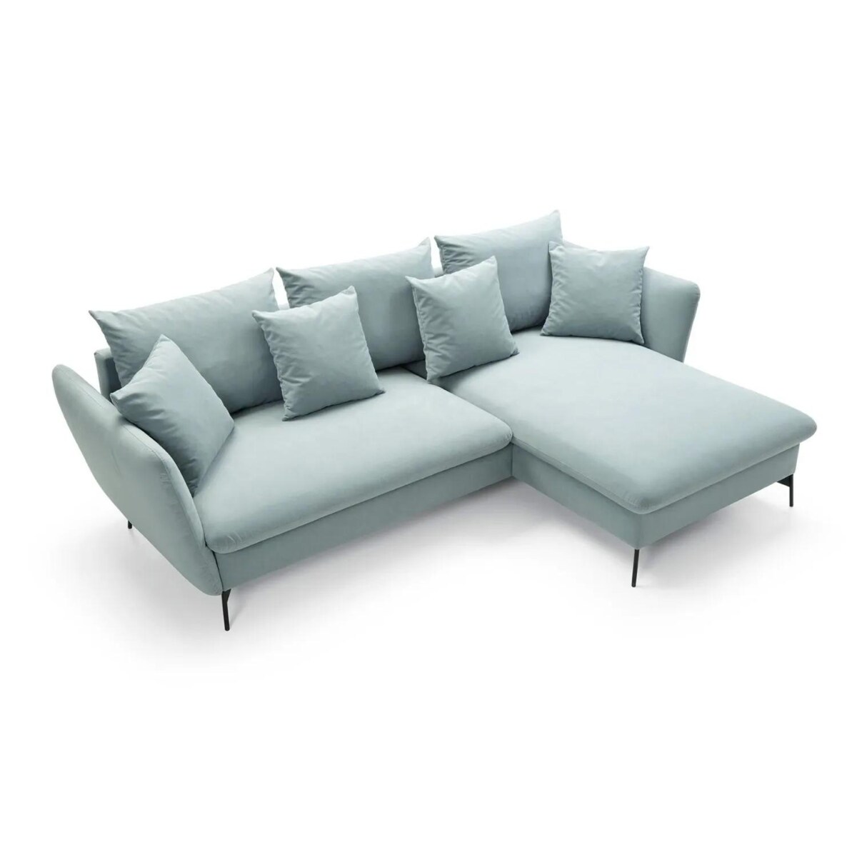 Narożnik z funkcją spania LINDA VELVET miętowy prawy/lewy