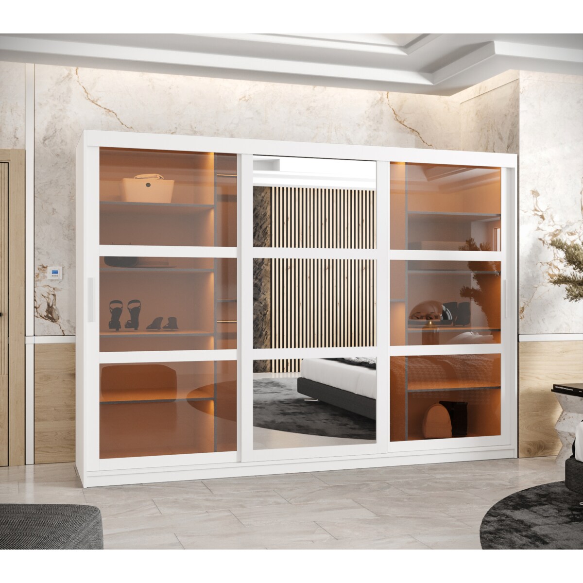 Szafa przesuwna Garderoba DOME 2 250 biały