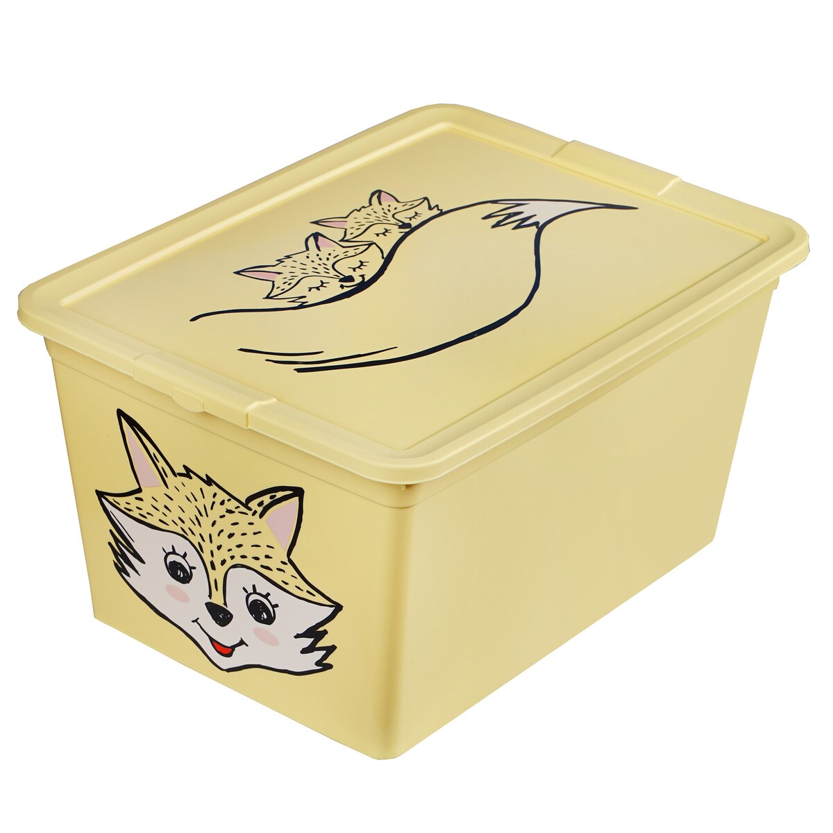 Pojemnik Plastikowy Na Zabawki Z Pokrywą 30 L Zamykany Do Pokoju Dzieci Żółty