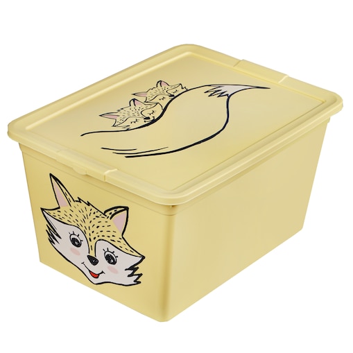 Pojemnik Plastikowy Na Zabawki Z Pokrywą 30 L Zamykany Do Pokoju Dzieci Żółty