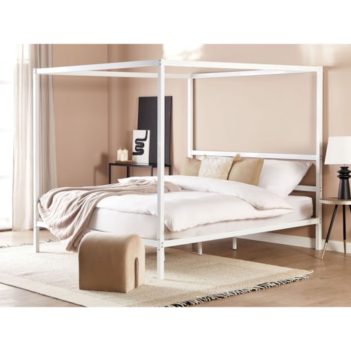 Łóżko z baldachimem Metal LESTARDS 180 x 200 cm Biały