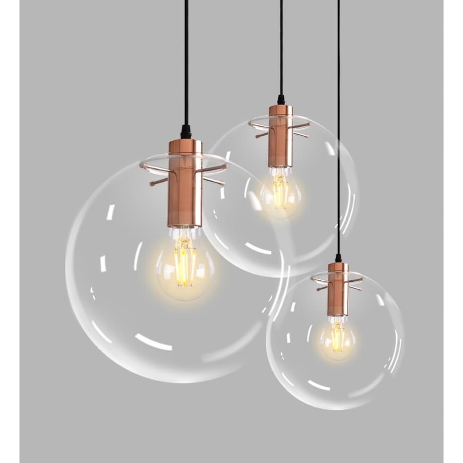 Lampa Wisząca Szklana Kula Rose Gold Lassi 25Cm