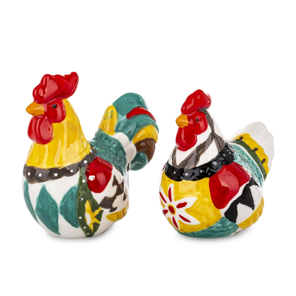 Dekoracja - kolorowa KURA I KOGUT 8/9,5x8,5/10x6/6 cm