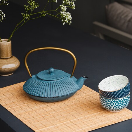 Dzbanek żeliwny Linhai 1.1L niebieski